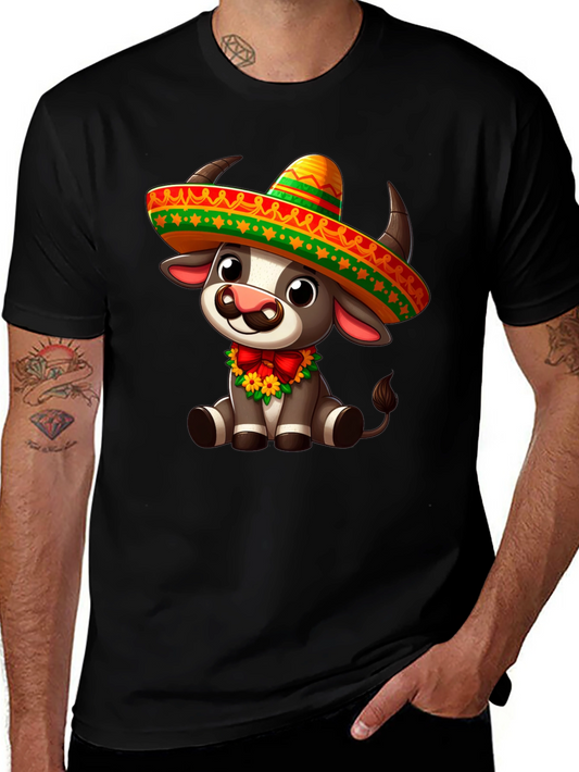 Cow Sombrero Graphic Tee - Festive Cinco de Mayo Shirt