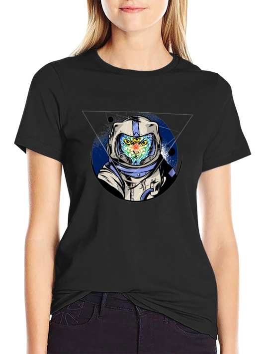 Astronaut Cat Graphic T-Shirt - Cool Space Design