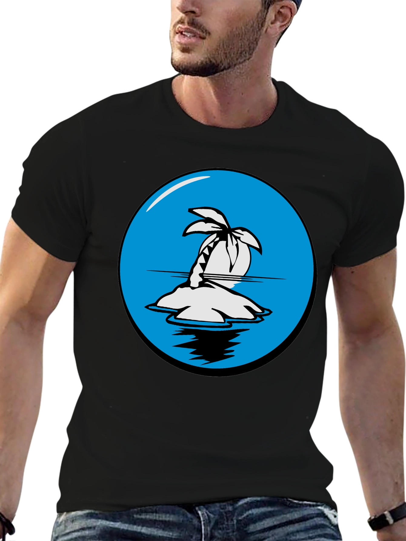 Island Graphic Tee -  Black Cotton Comfort