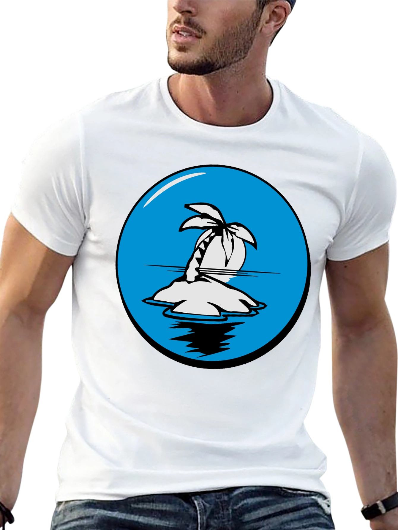 Island Graphic Tee -  Black Cotton Comfort