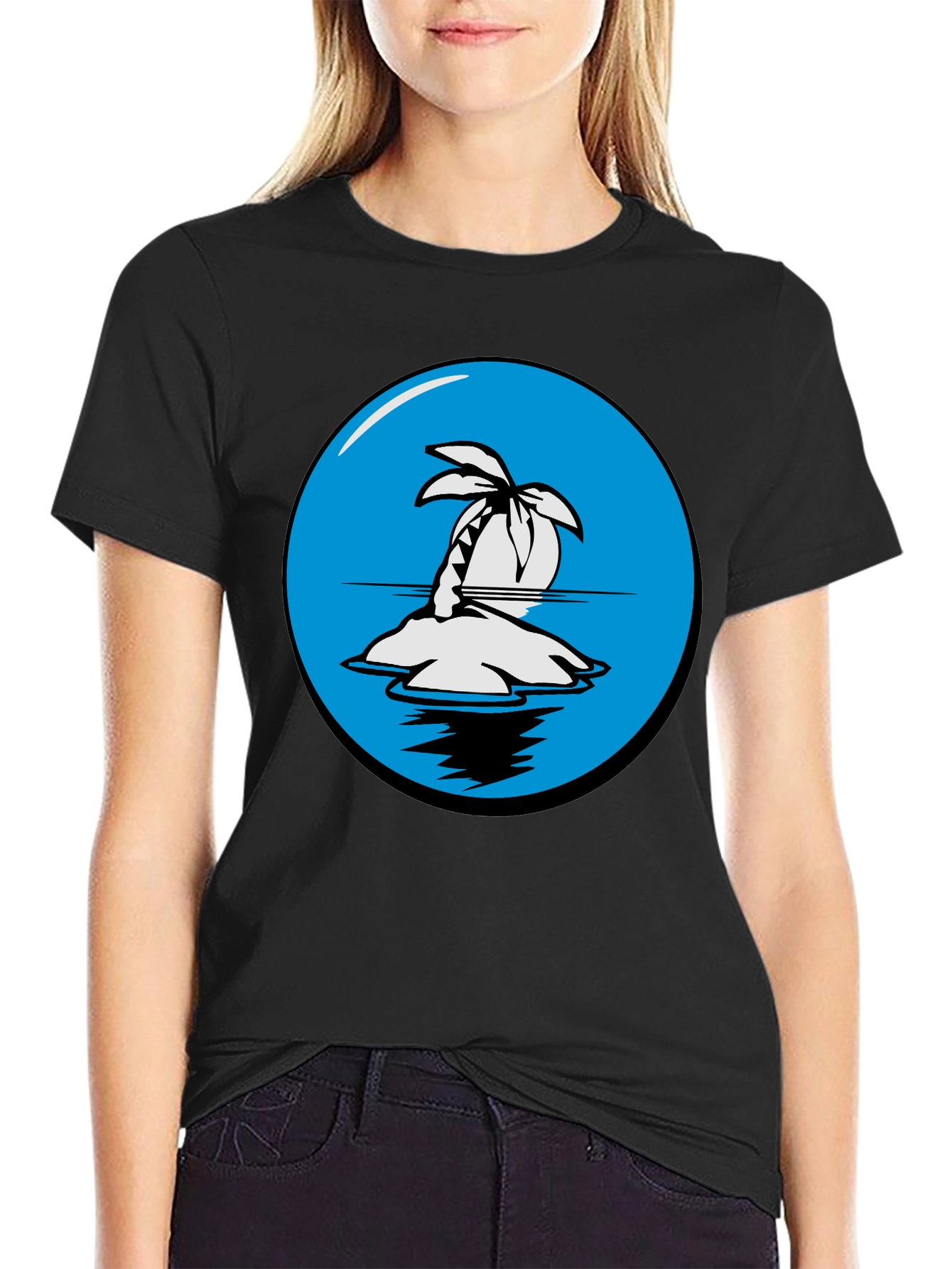 Island Graphic Tee -  Black Cotton Comfort