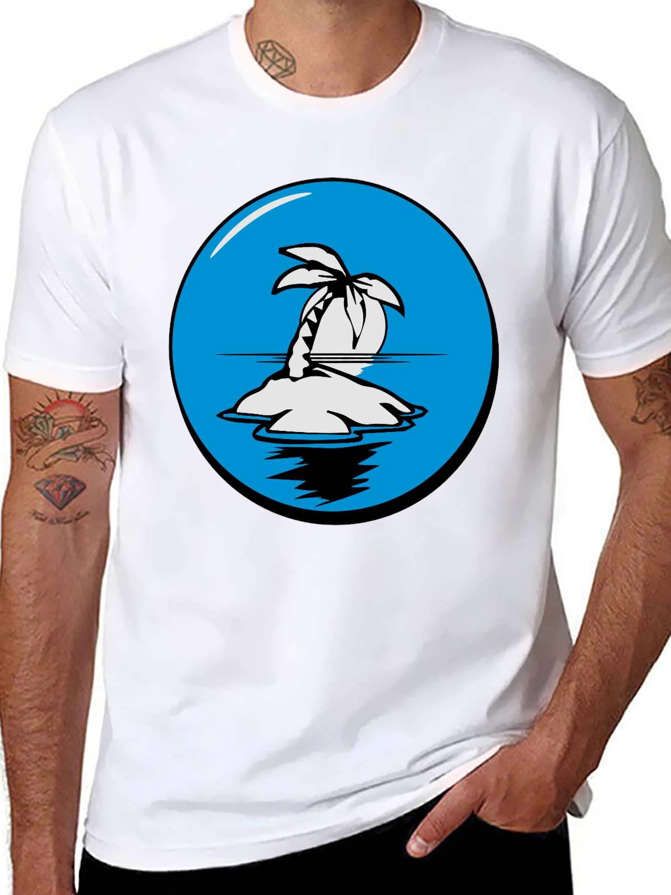 Island Graphic Tee -  Black Cotton Comfort