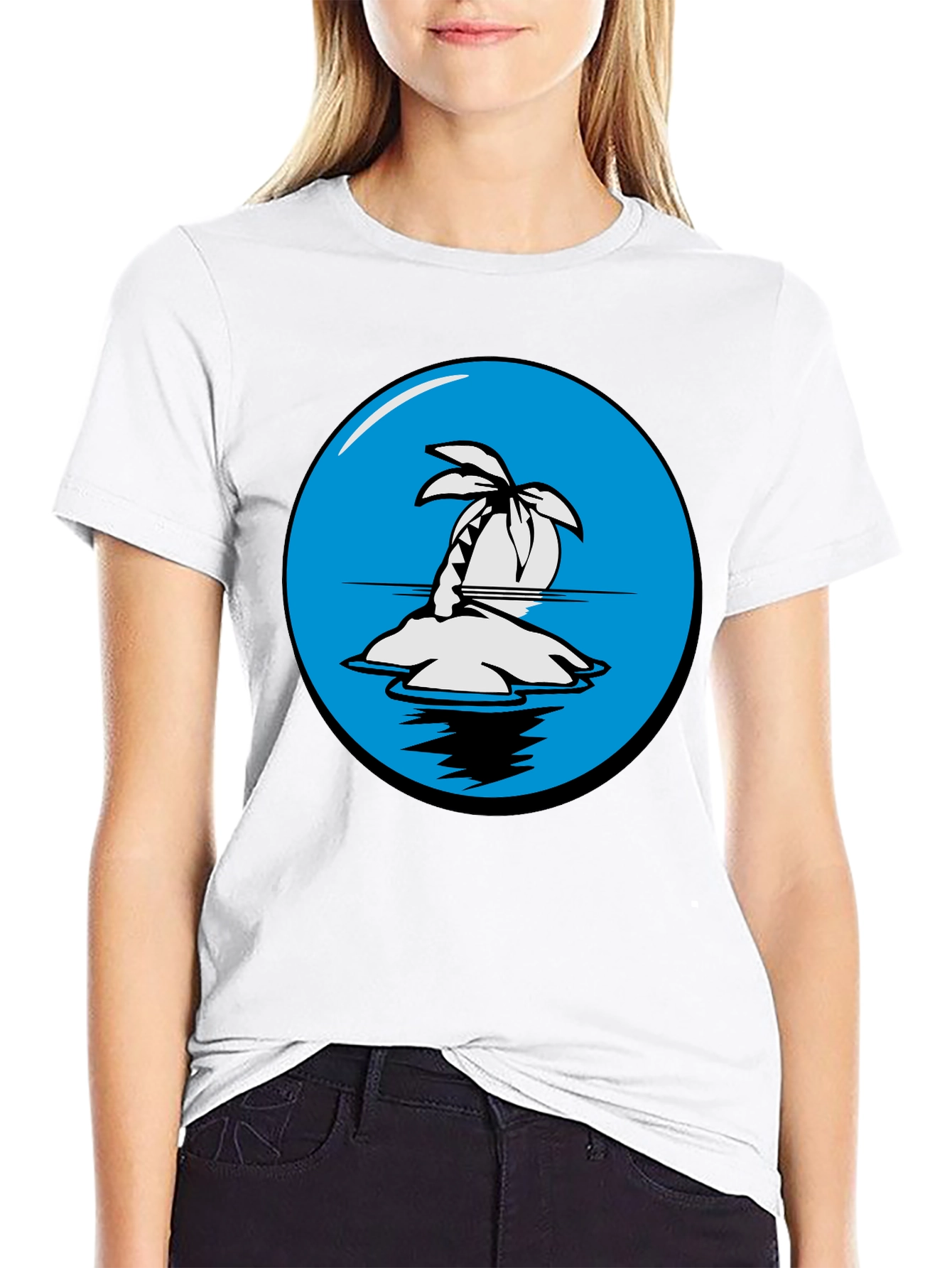 Island Graphic Tee -  Black Cotton Comfort