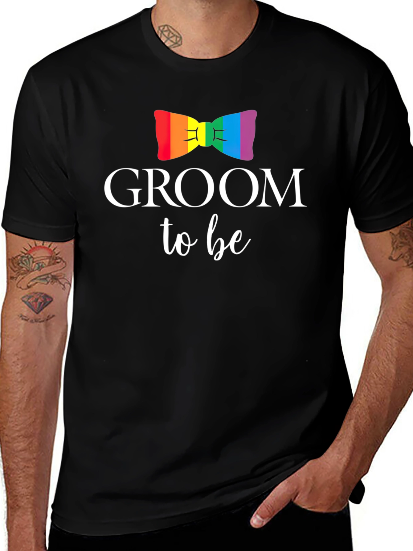 Groom to Be Rainbow Bowtie T-Shirt