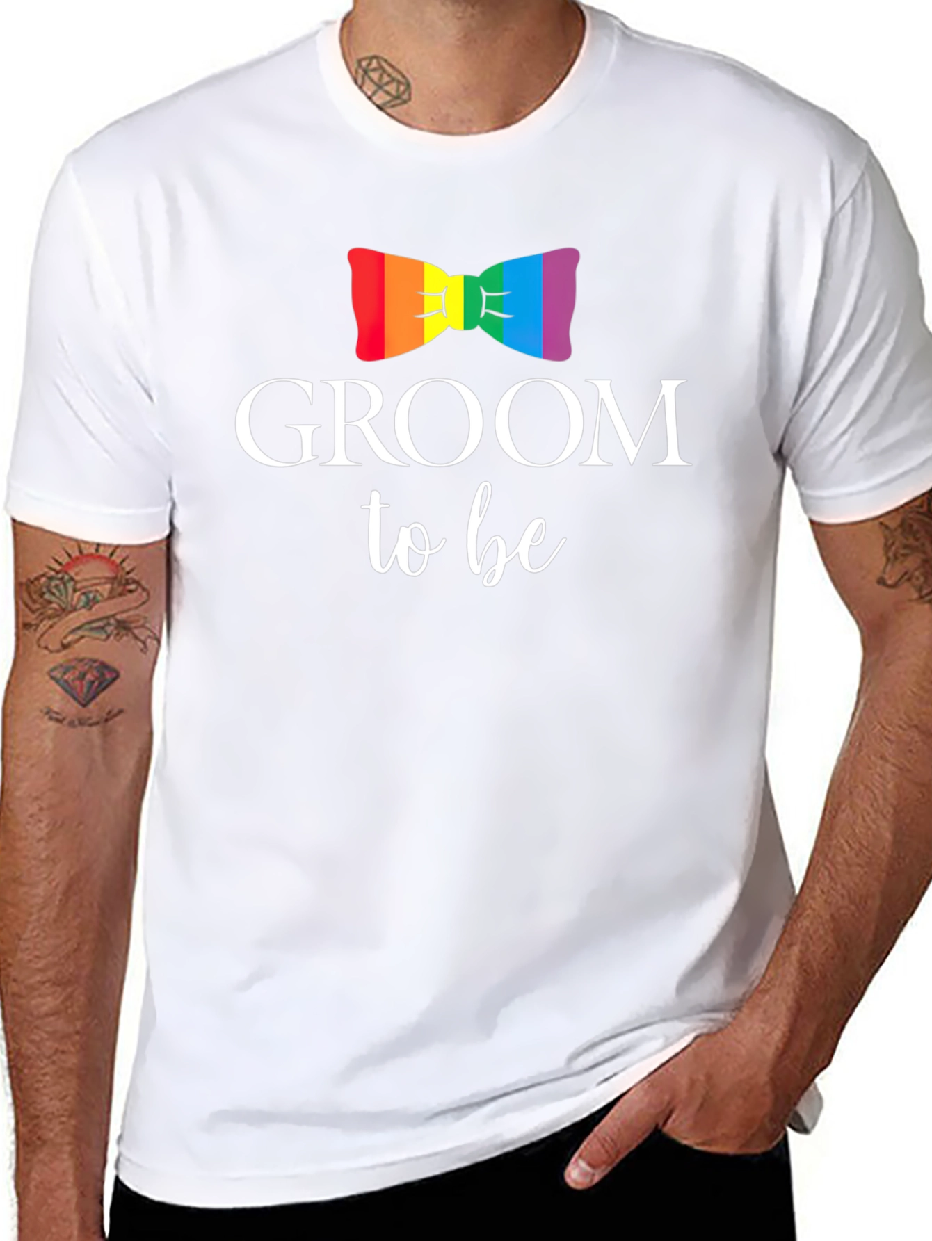 Groom to Be Rainbow Bowtie T-Shirt