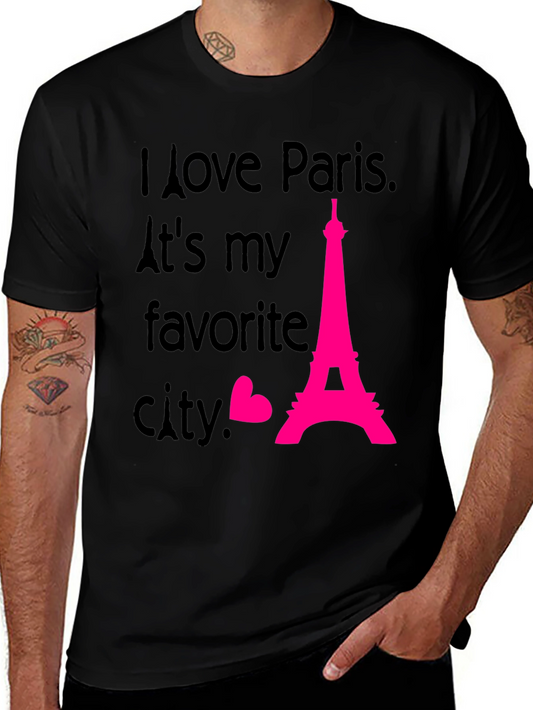 I Love Paris Graphic Tee - Eiffel Tower Black T-Shirt