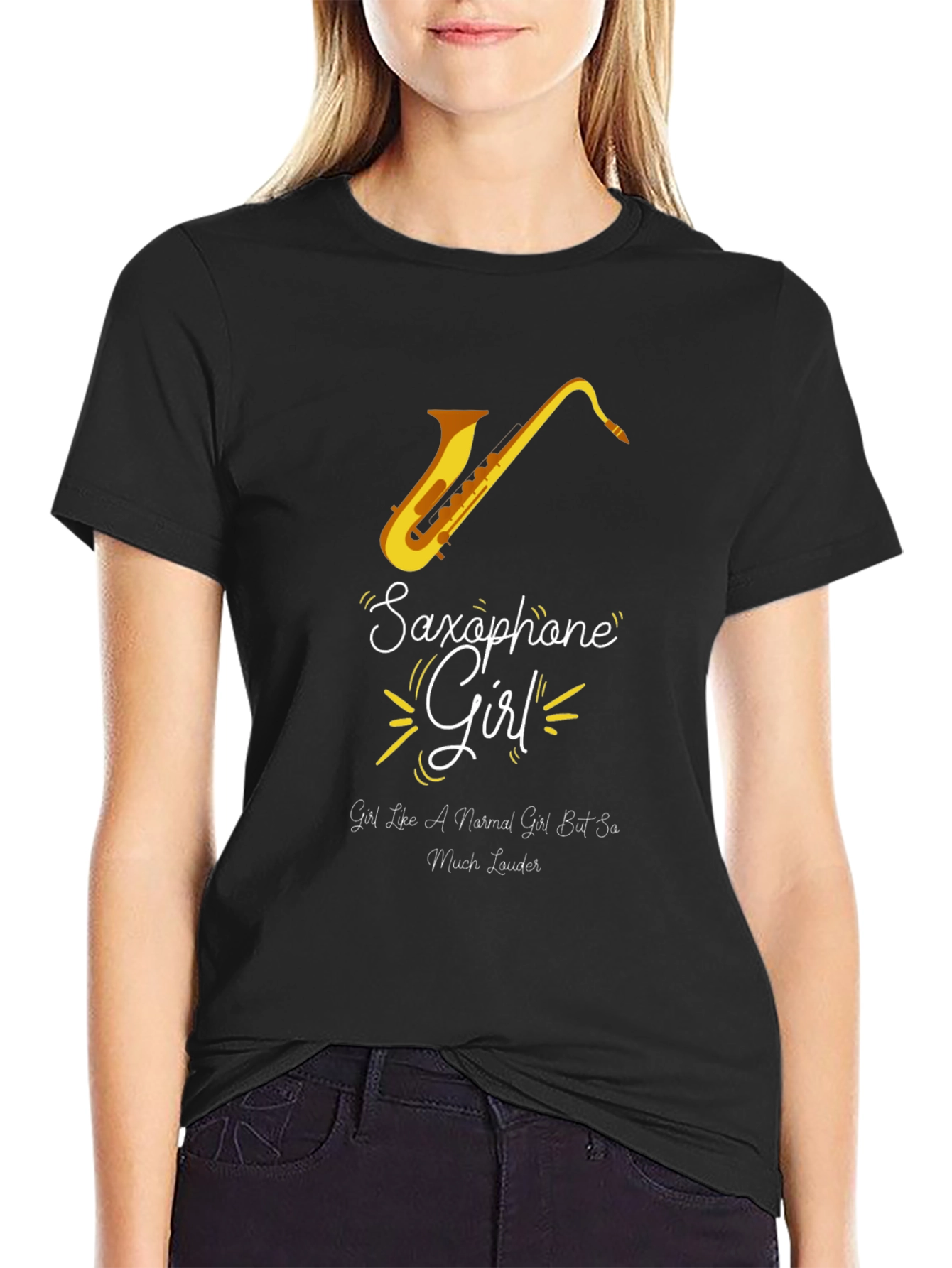 Saxophone Girl Graphic Tee - Musician Gift