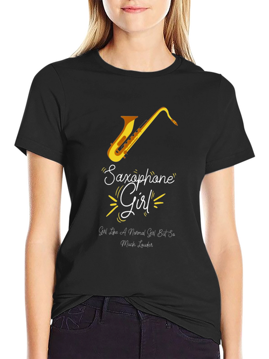 Saxophone Girl Graphic Tee - Musician Gift