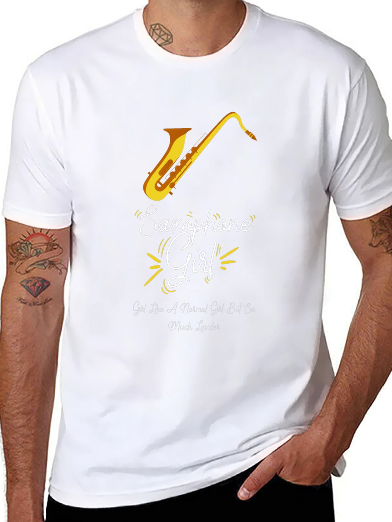 Saxophone Girl Graphic Tee - Musician Gift