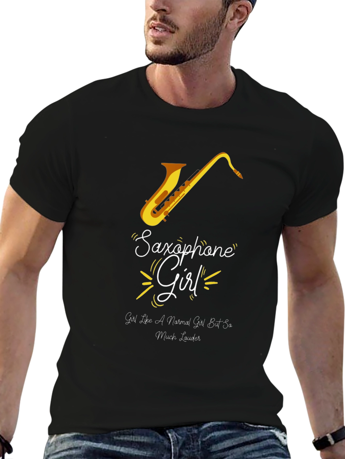 Saxophone Girl Graphic Tee - Musician Gift