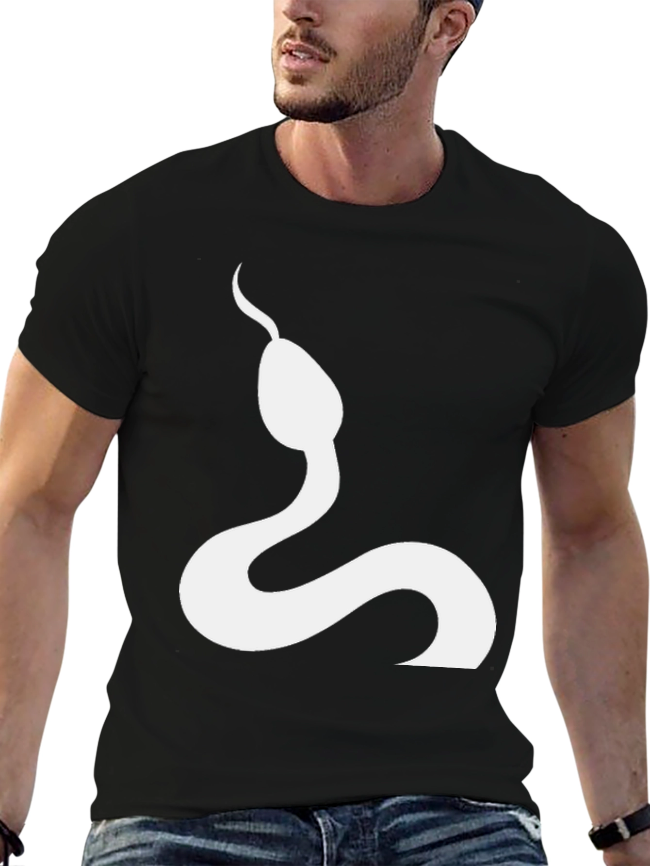 Snake Graphic Tee - Stylish Mens Black T-Shirt