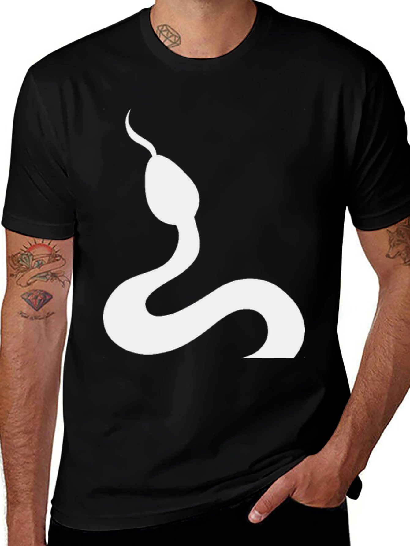 Snake Graphic Tee - Stylish Mens Black T-Shirt