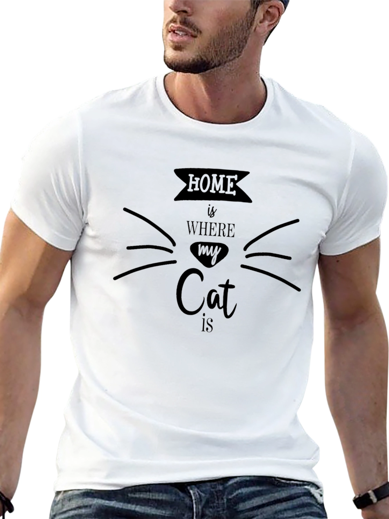 Home is Where My Cat is Black T-Shirt
