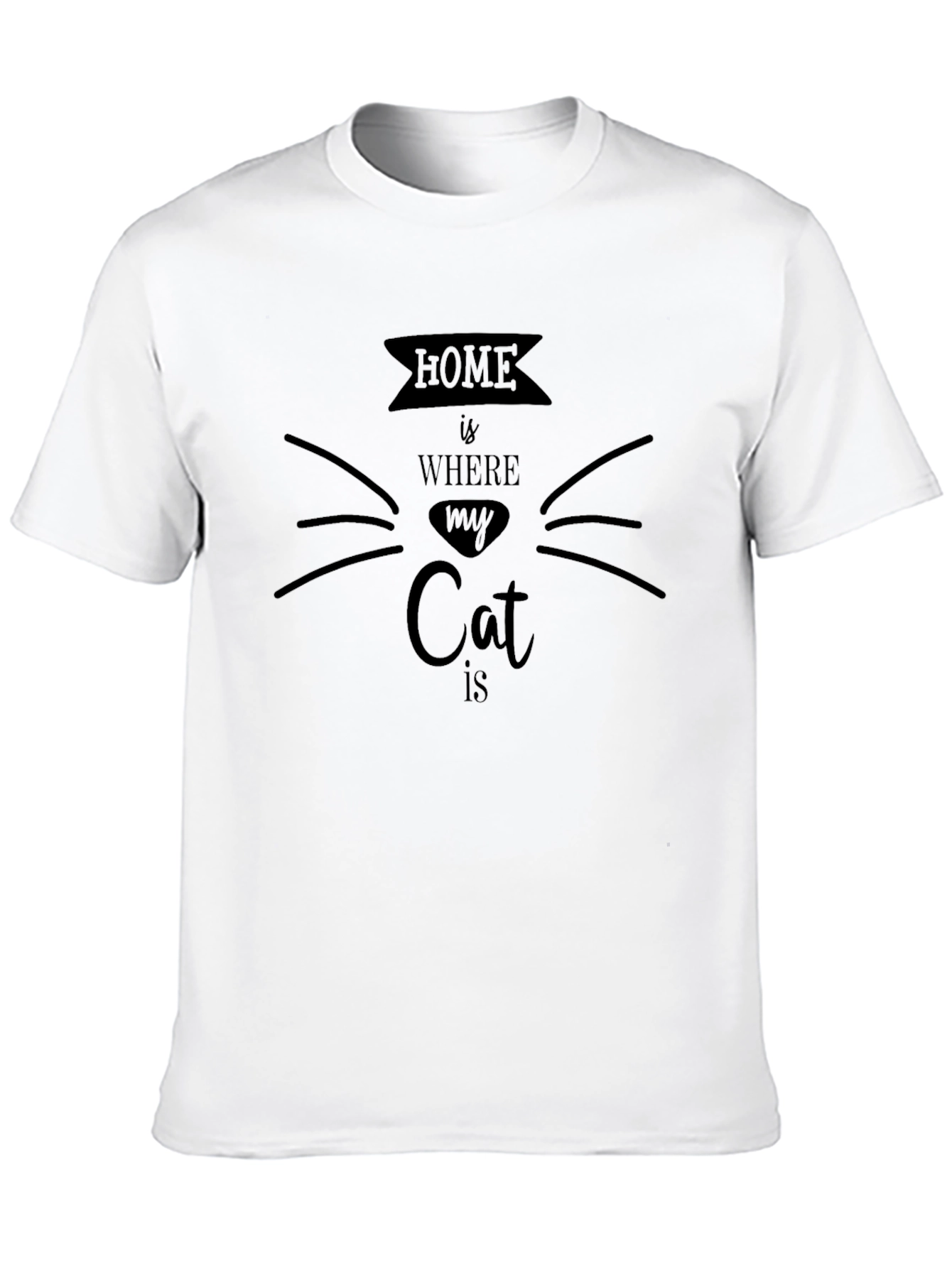 Home is Where My Cat is Black T-Shirt