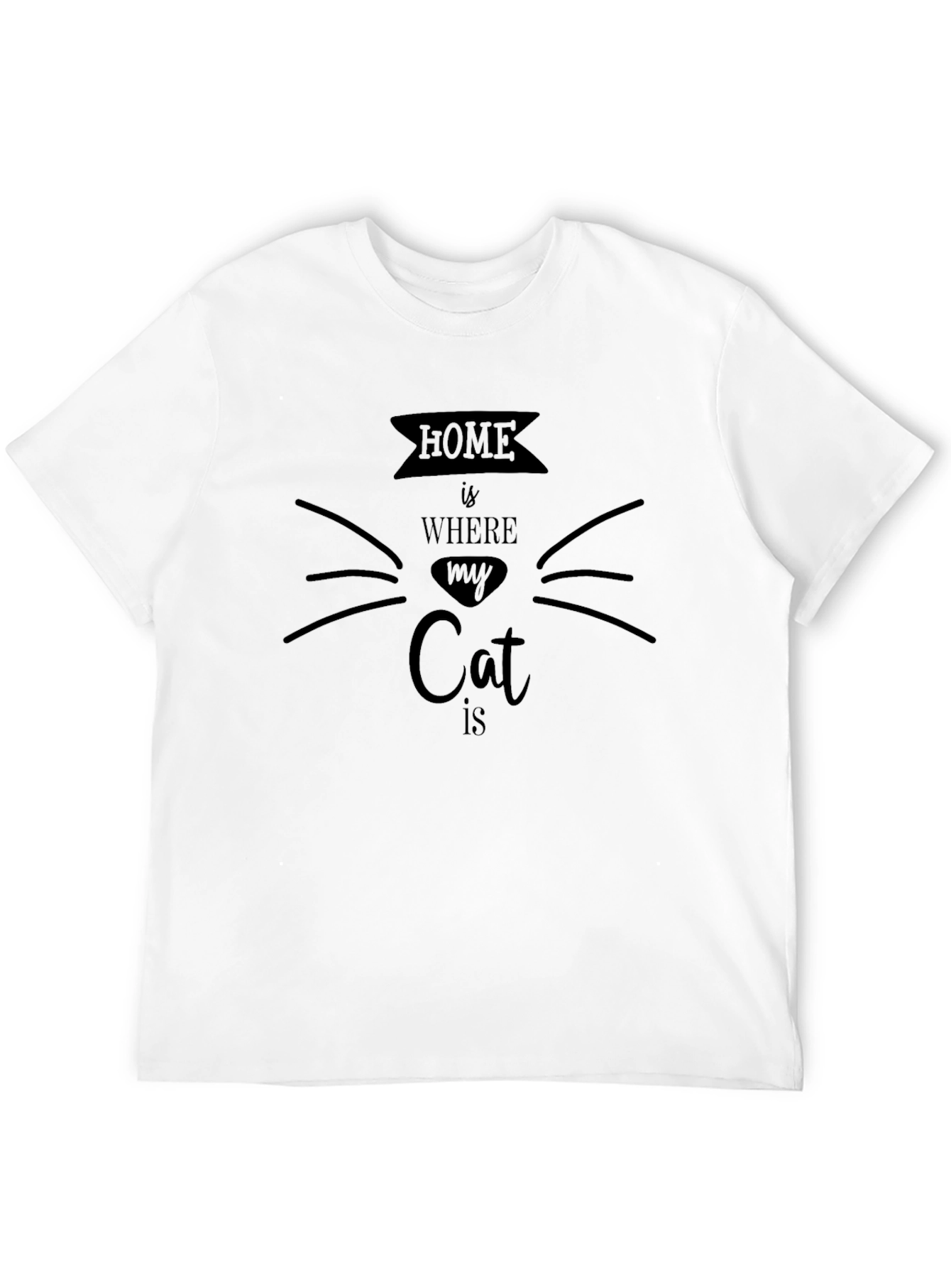 Home is Where My Cat is Black T-Shirt