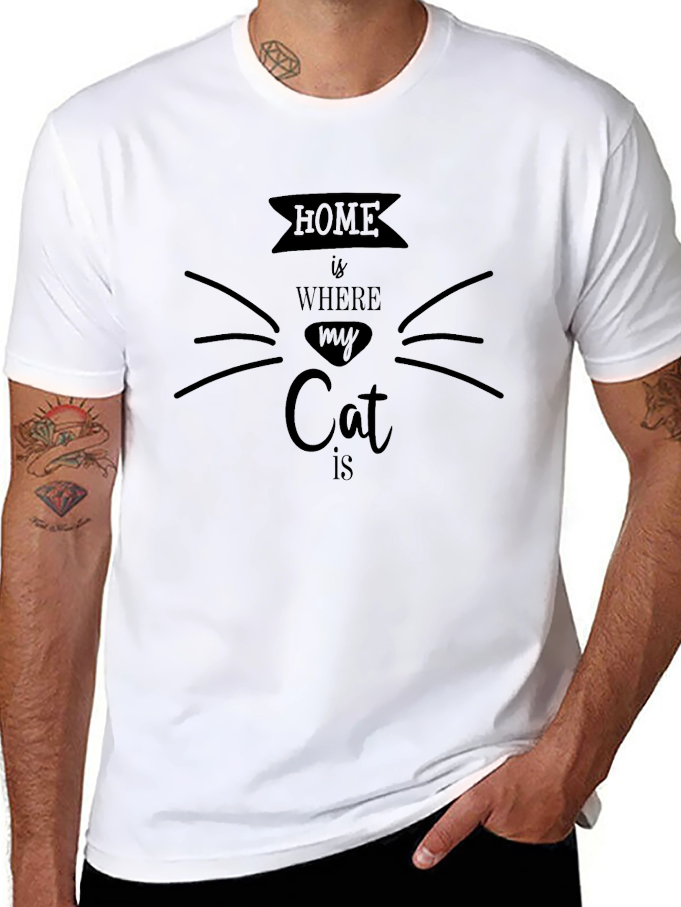 Home is Where My Cat is Black T-Shirt