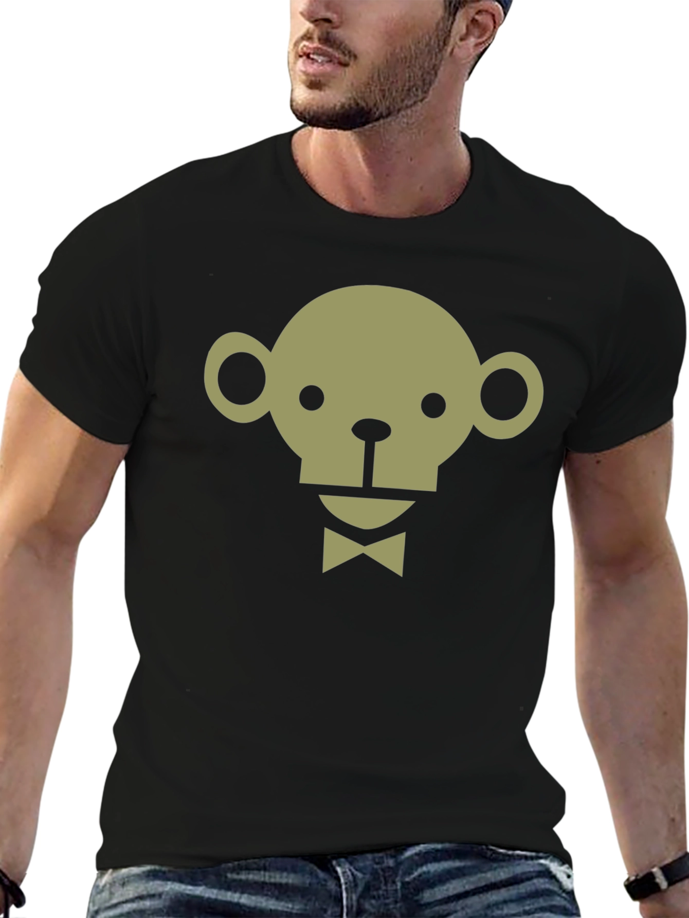 Monkey Face Bow Tie T-Shirt - Modern Geometric Design