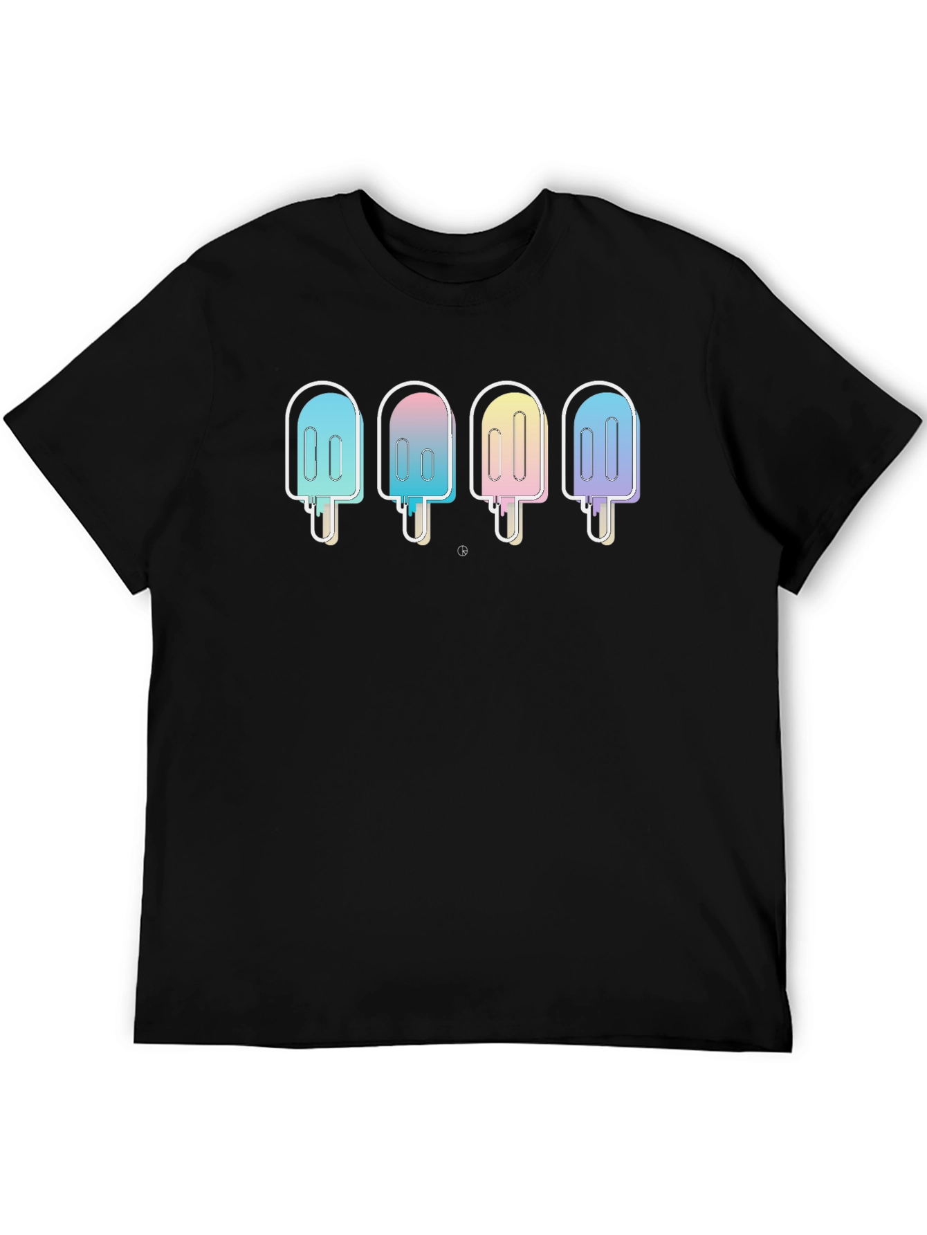 Cool Popsicle Graphic Tee - Black Cotton Blend T-Shirt