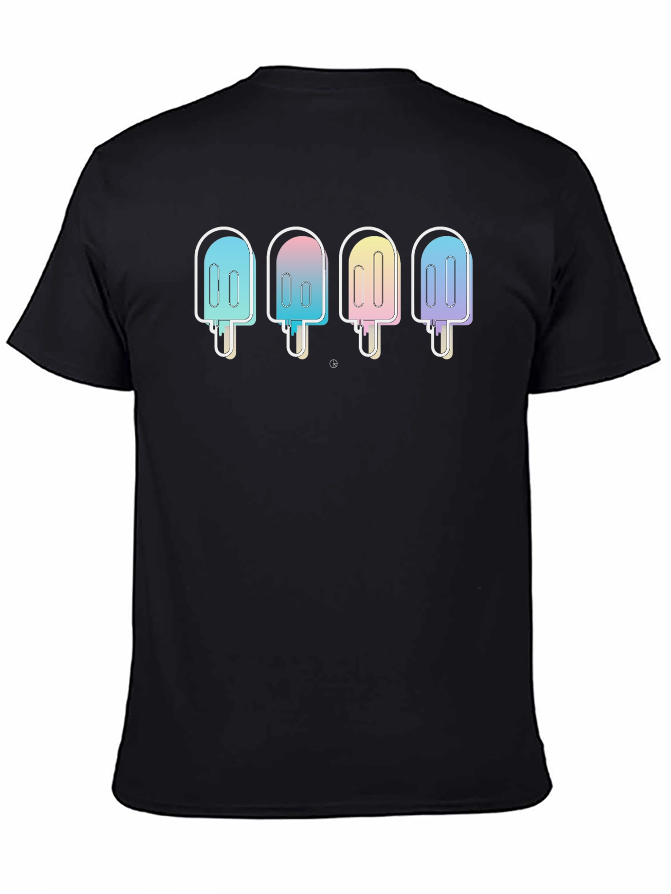 Cool Popsicle Graphic Tee - Black Cotton Blend T-Shirt