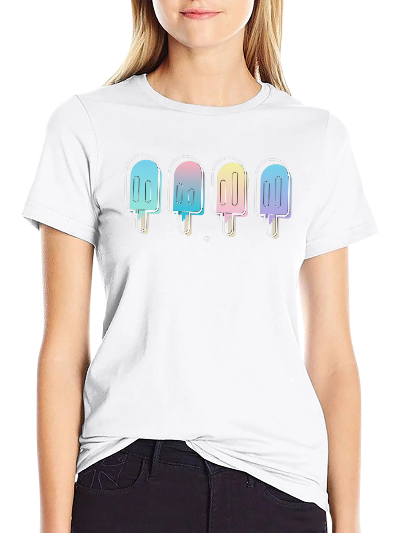 Cool Popsicle Graphic Tee - Black Cotton Blend T-Shirt