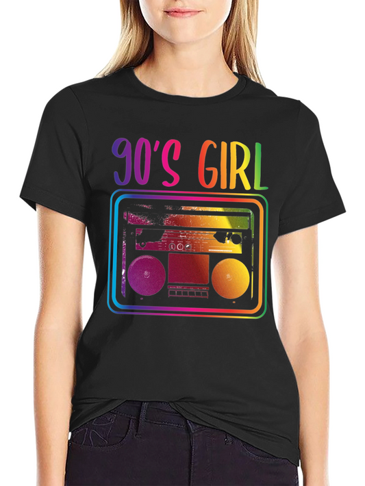 90s Girl Rainbow Boombox Graphic Tee