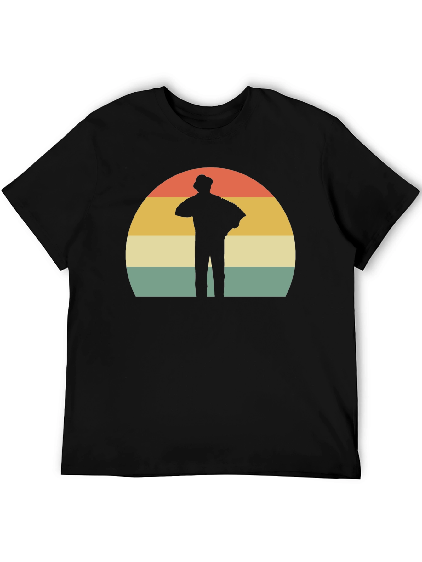Retro Accordion Player T-Shirt - Black