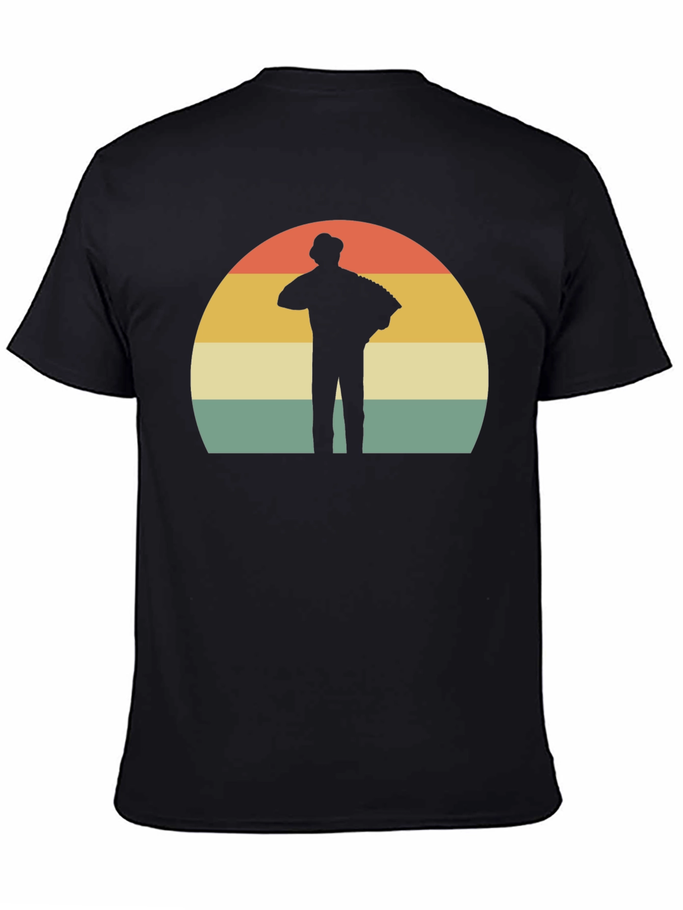Retro Accordion Player T-Shirt - Black