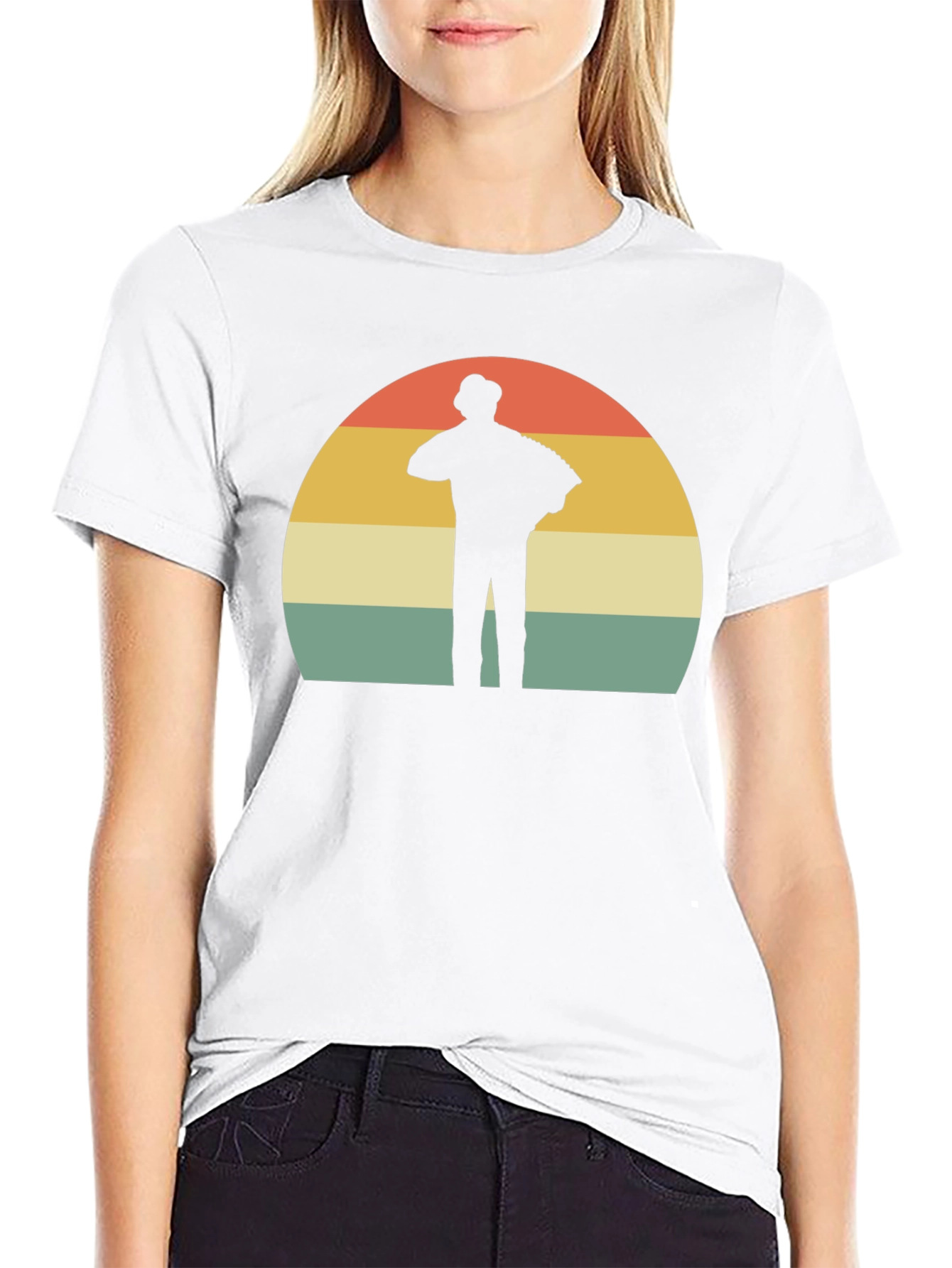Retro Accordion Player T-Shirt - Black