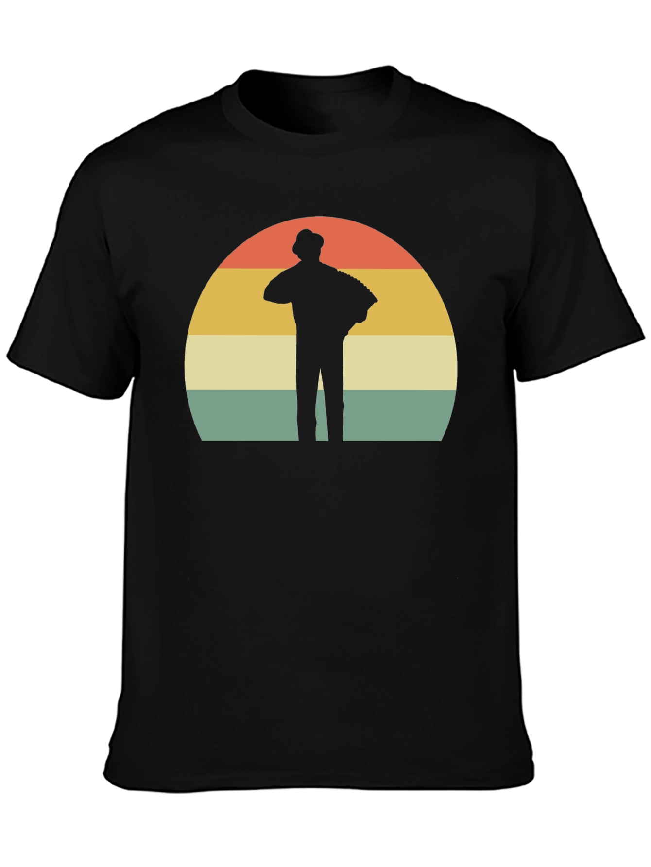 Retro Accordion Player T-Shirt - Black