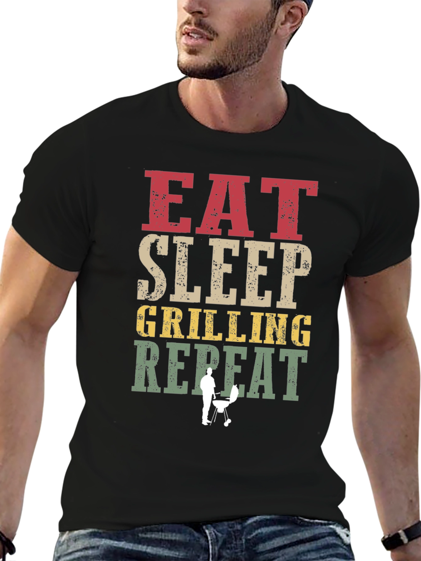 Eat Sleep Grilling Repeat T-Shirt - BBQ Lover Tee
