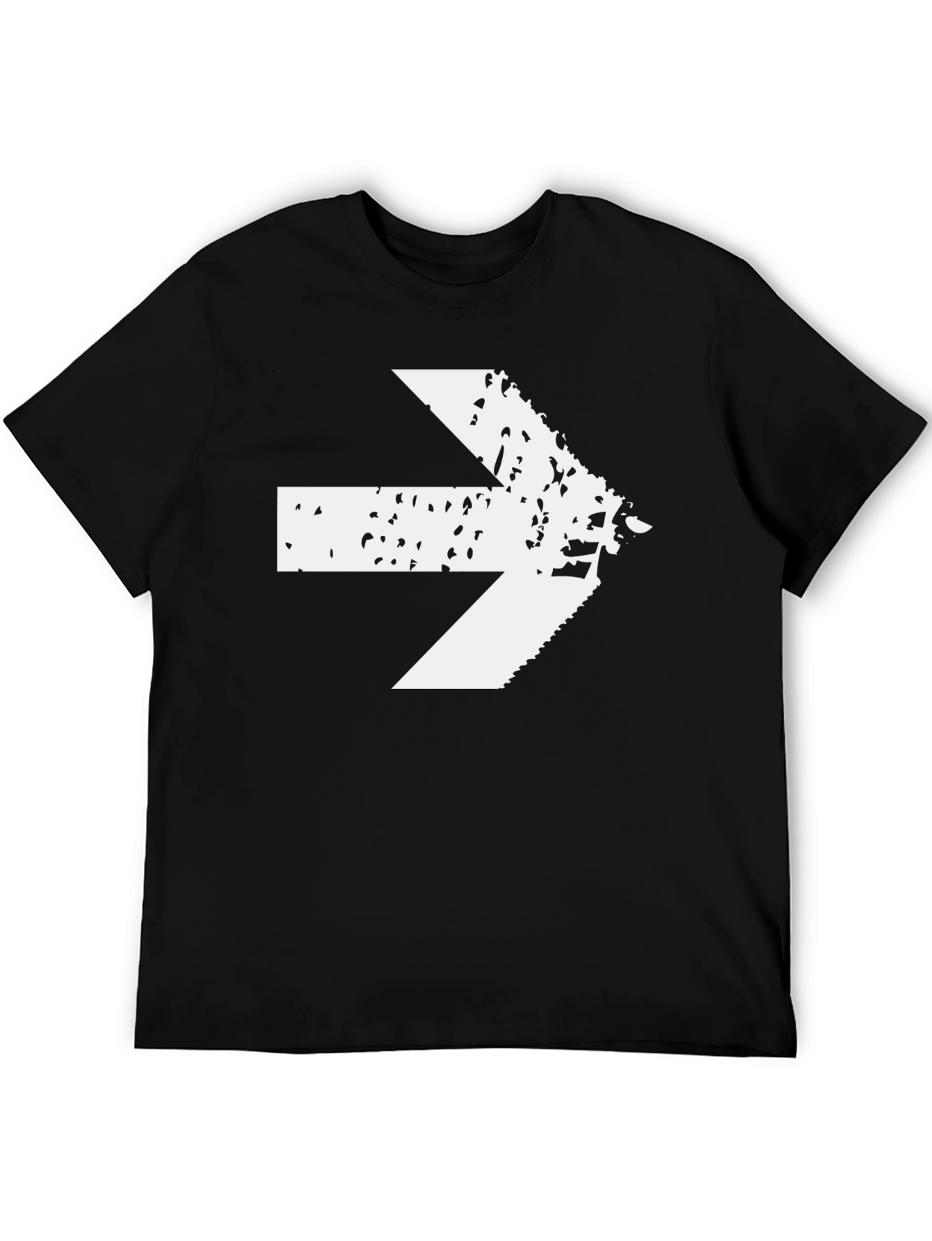 Distressed Arrow Graphic Tee - Black Cotton Casual Shirt