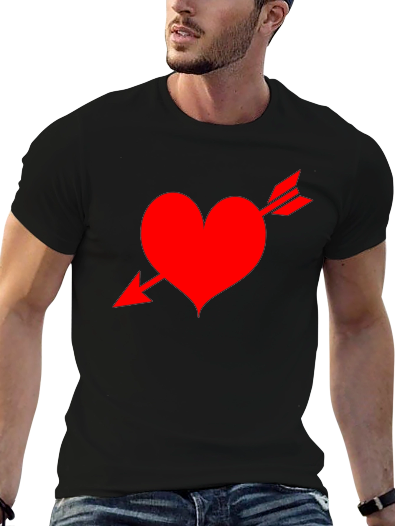 Heart Arrow Black T-Shirt - Valentines Day
