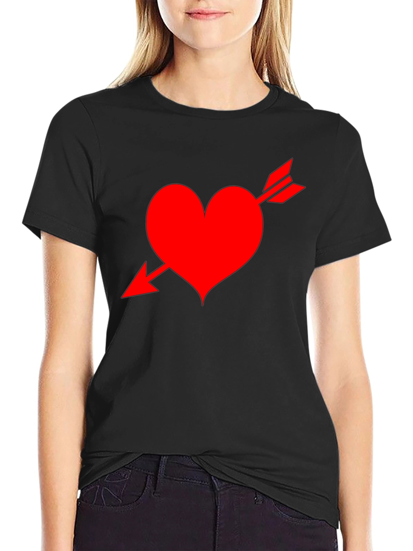 Heart Arrow Black T-Shirt - Valentines Day