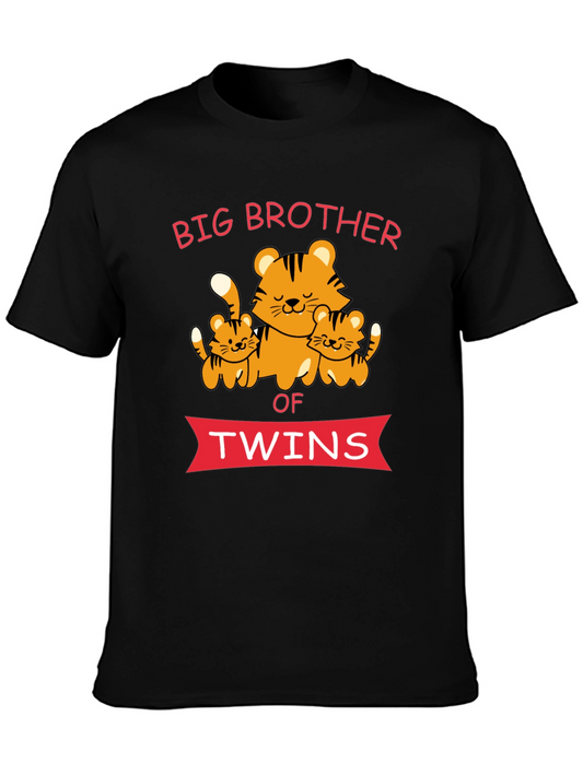 Big Brother of Twins T-Shirt - Cute Tiger Family Tee