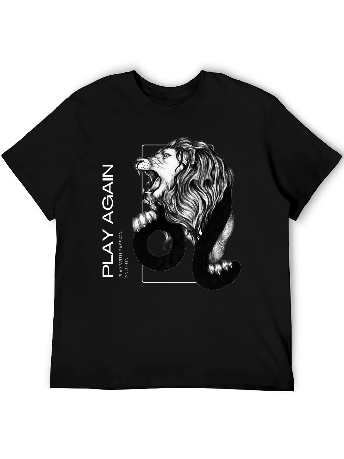 Lion Graphic Print Mens Black T-Shirt