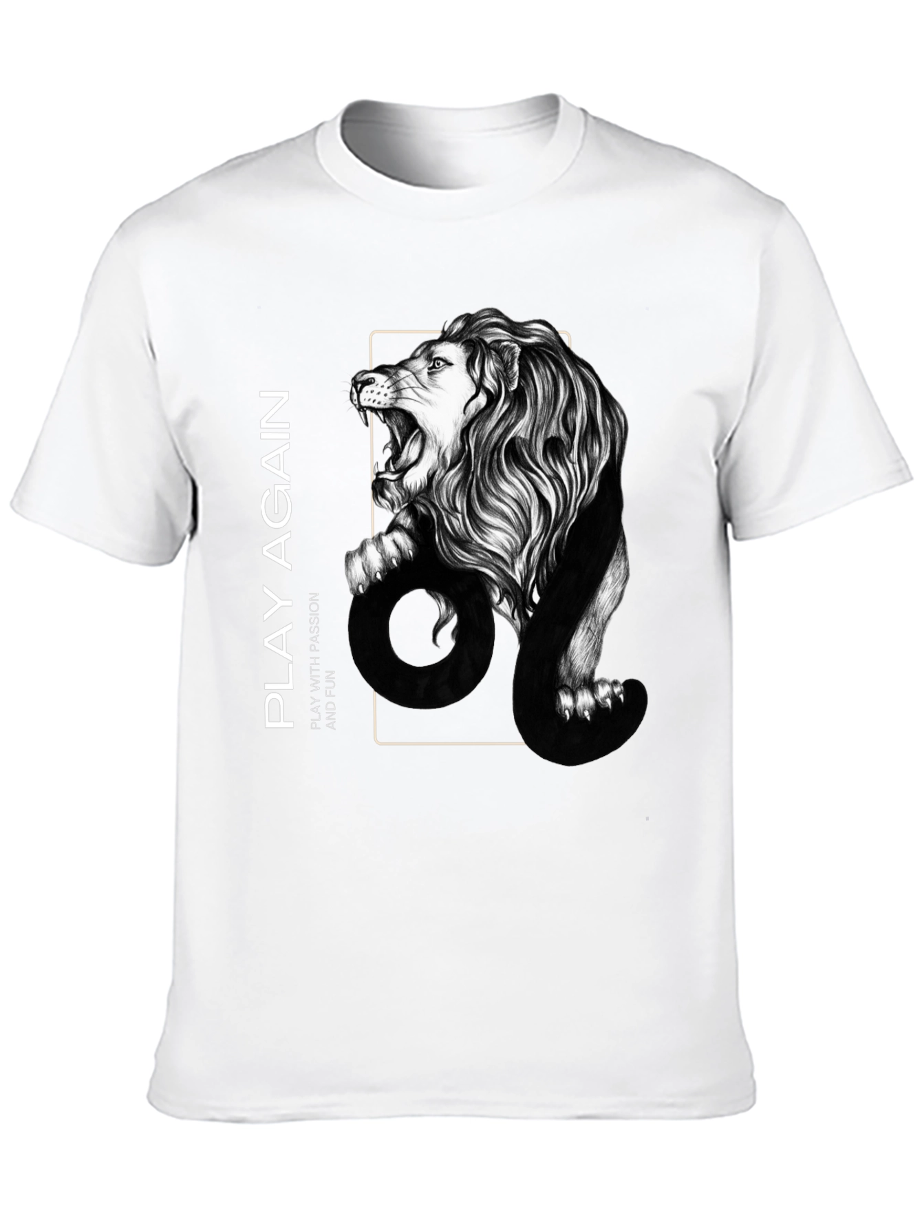 Lion Graphic Print Mens Black T-Shirt