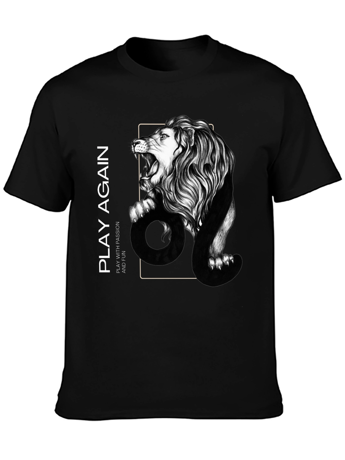 Lion Graphic Print Mens Black T-Shirt