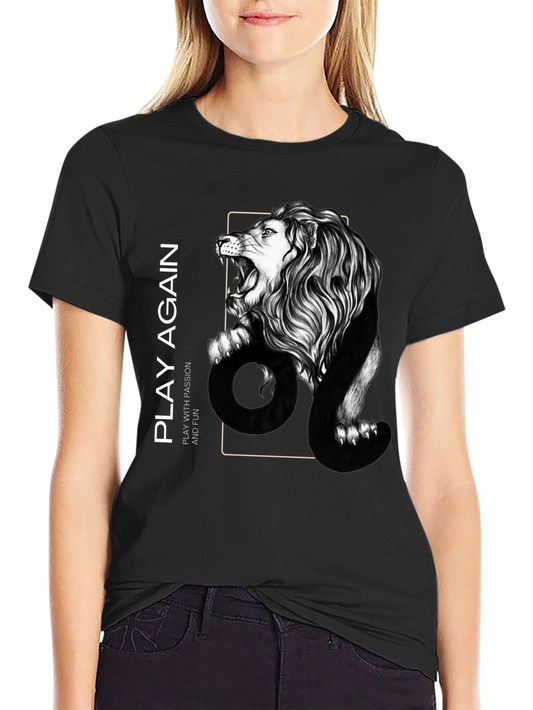 Lion Graphic Print Mens Black T-Shirt