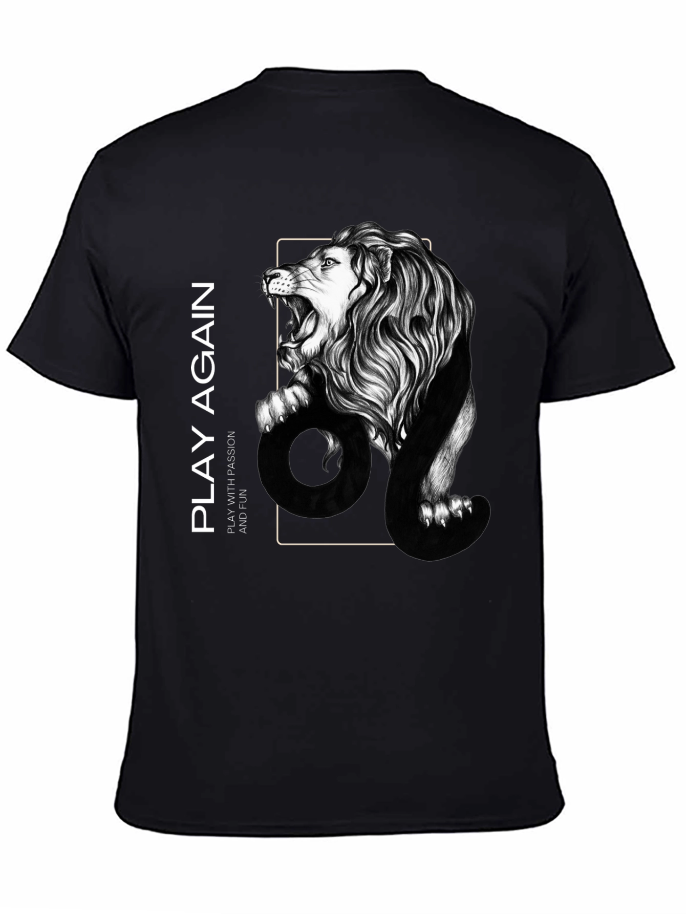 Lion Graphic Print Mens Black T-Shirt