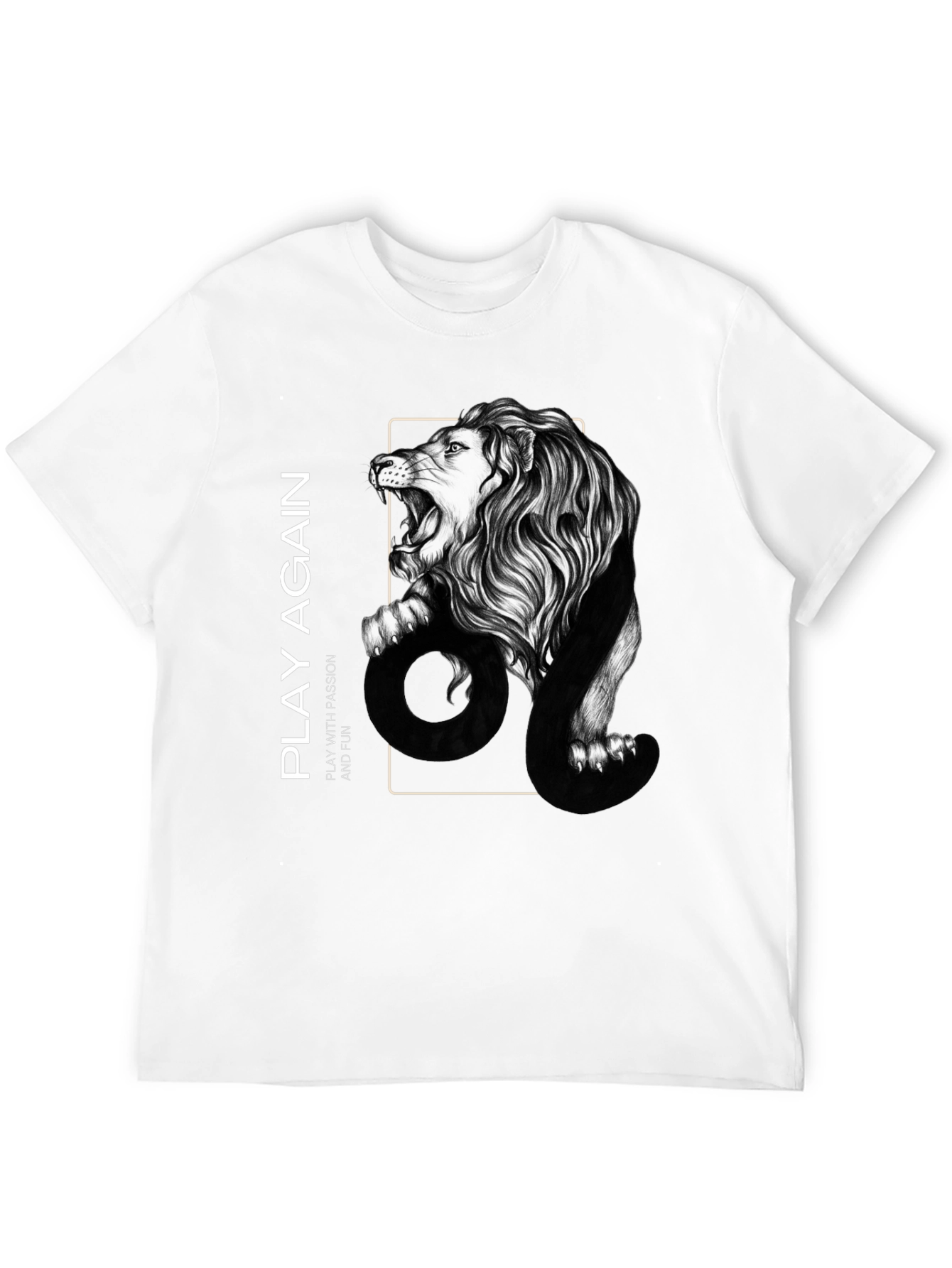 Lion Graphic Print Mens Black T-Shirt
