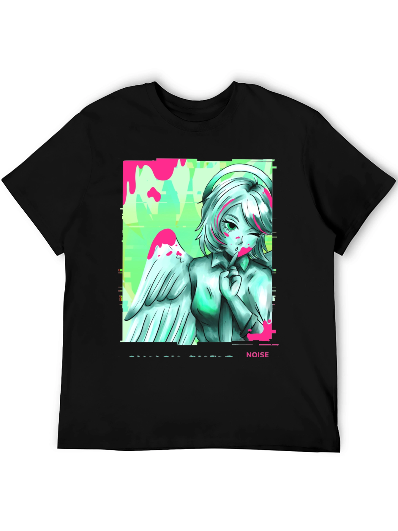 Anime Angel Noise T-Shirt - Mens Black Graphic Tee