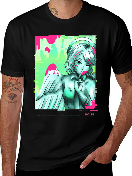 Anime Angel Noise T-Shirt - Mens Black Graphic Tee