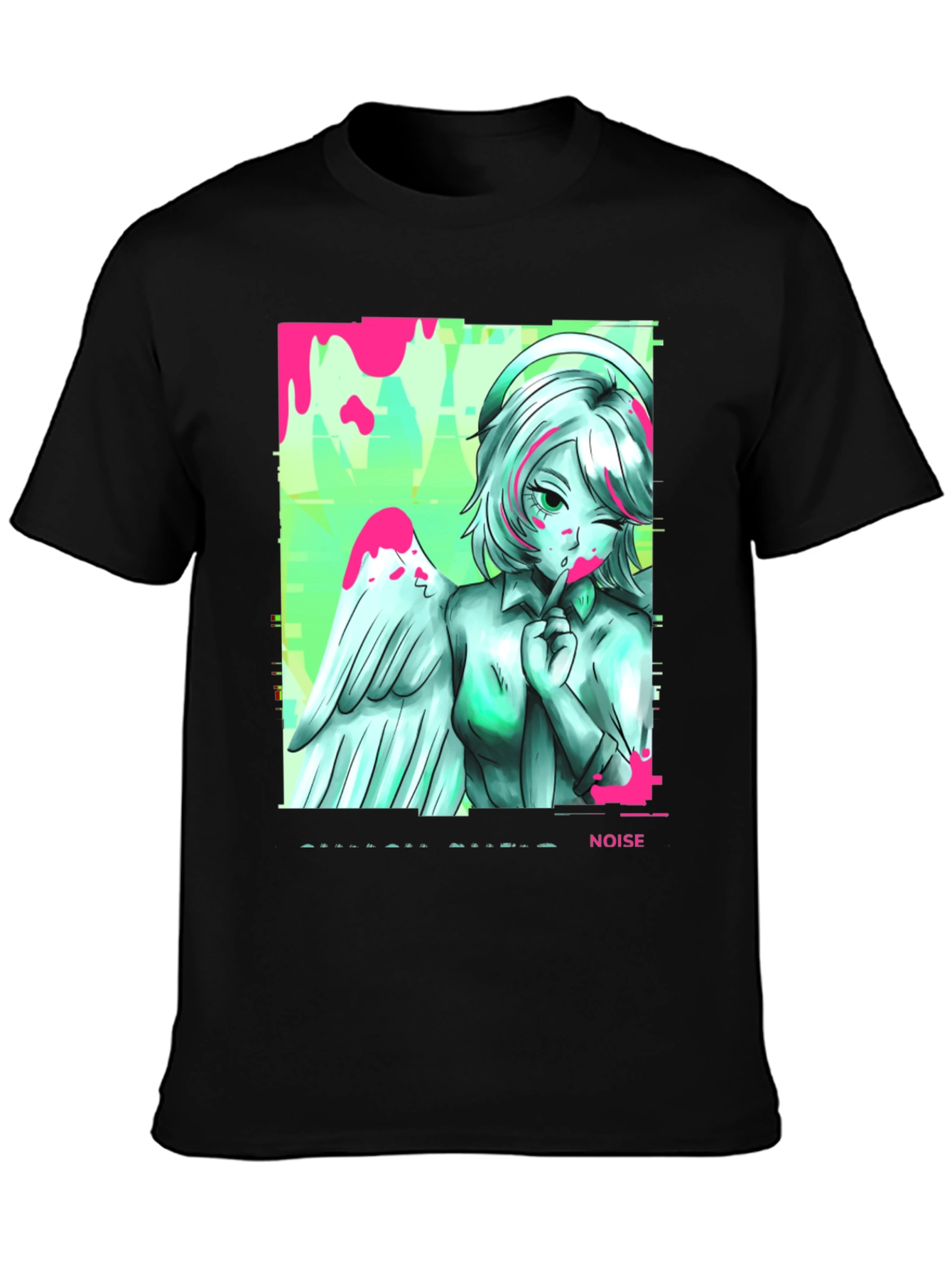 Anime Angel Noise T-Shirt - Mens Black Graphic Tee