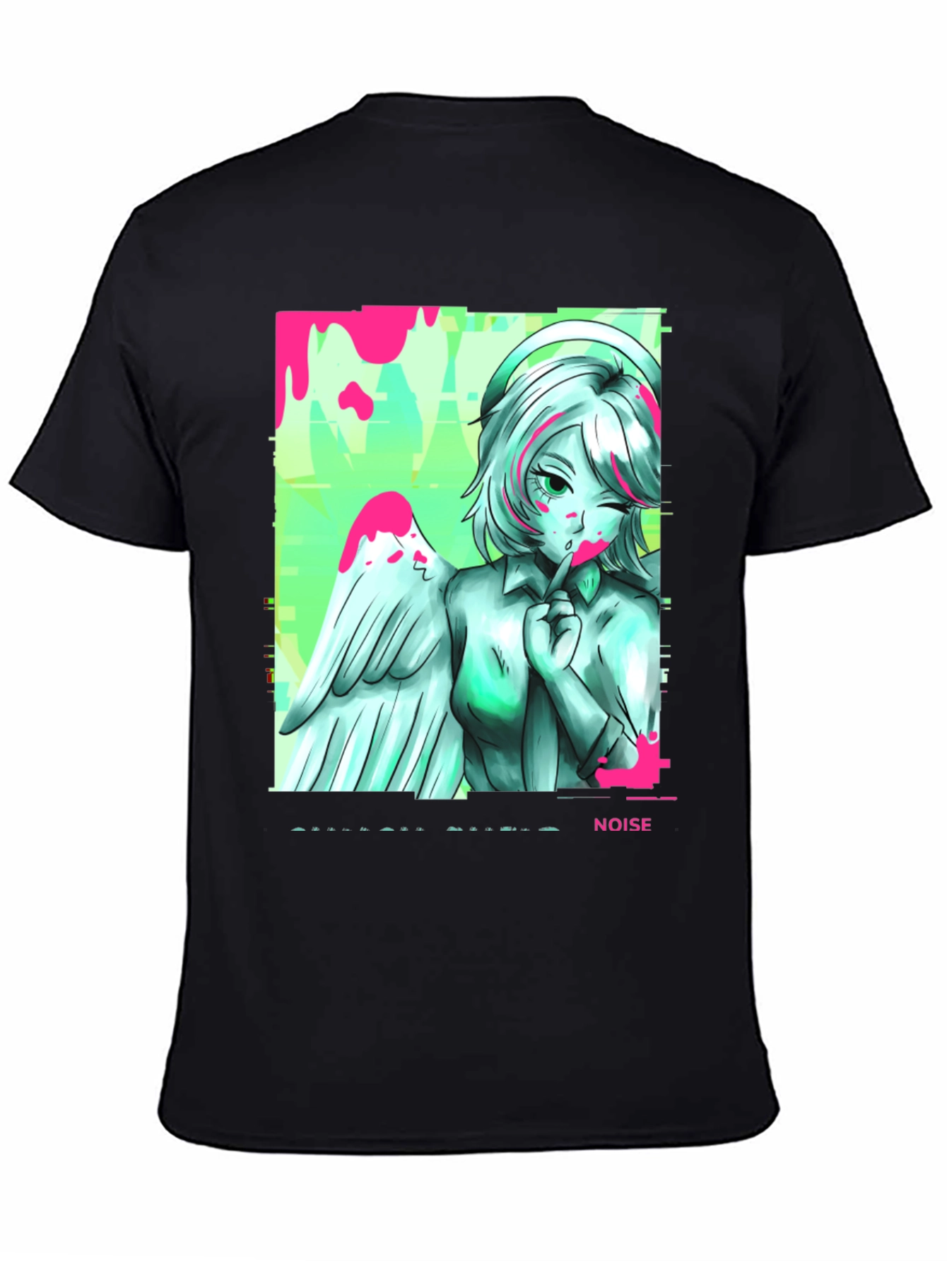 Anime Angel Noise T-Shirt - Mens Black Graphic Tee