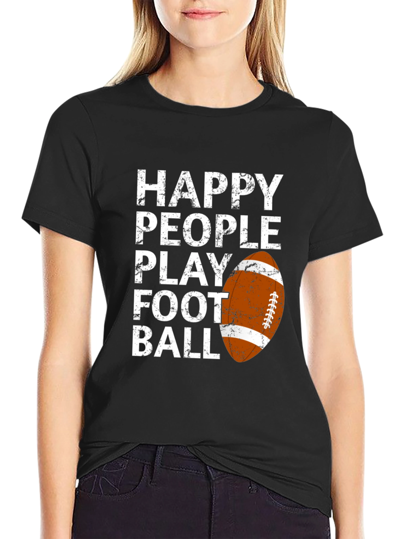 Happy People Play Football Graphic T-Shirt