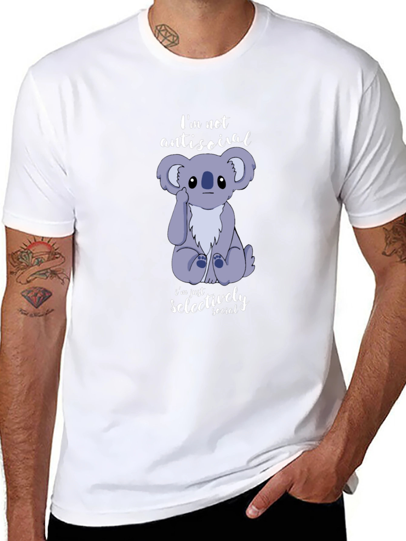 Funny Koala Not Antisocial Graphic T-Shirt