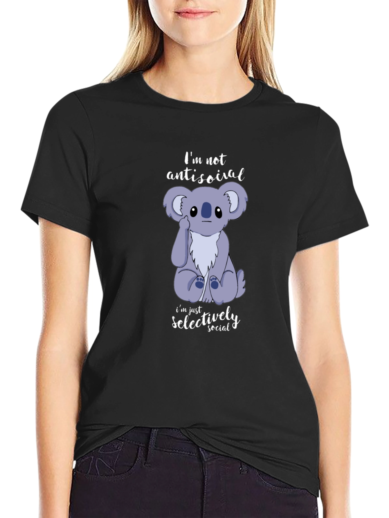 Funny Koala Not Antisocial Graphic T-Shirt