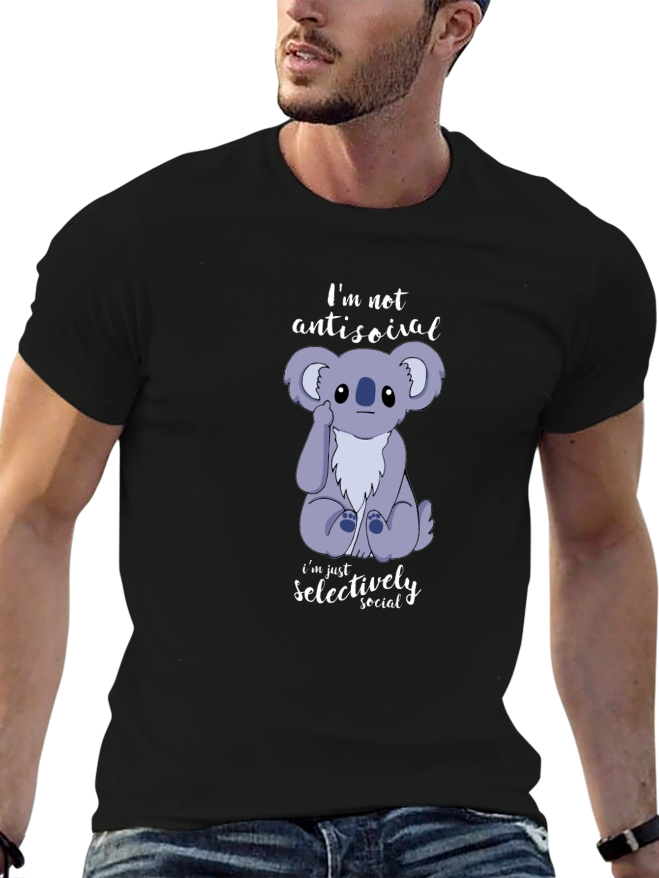 Funny Koala Not Antisocial Graphic T-Shirt