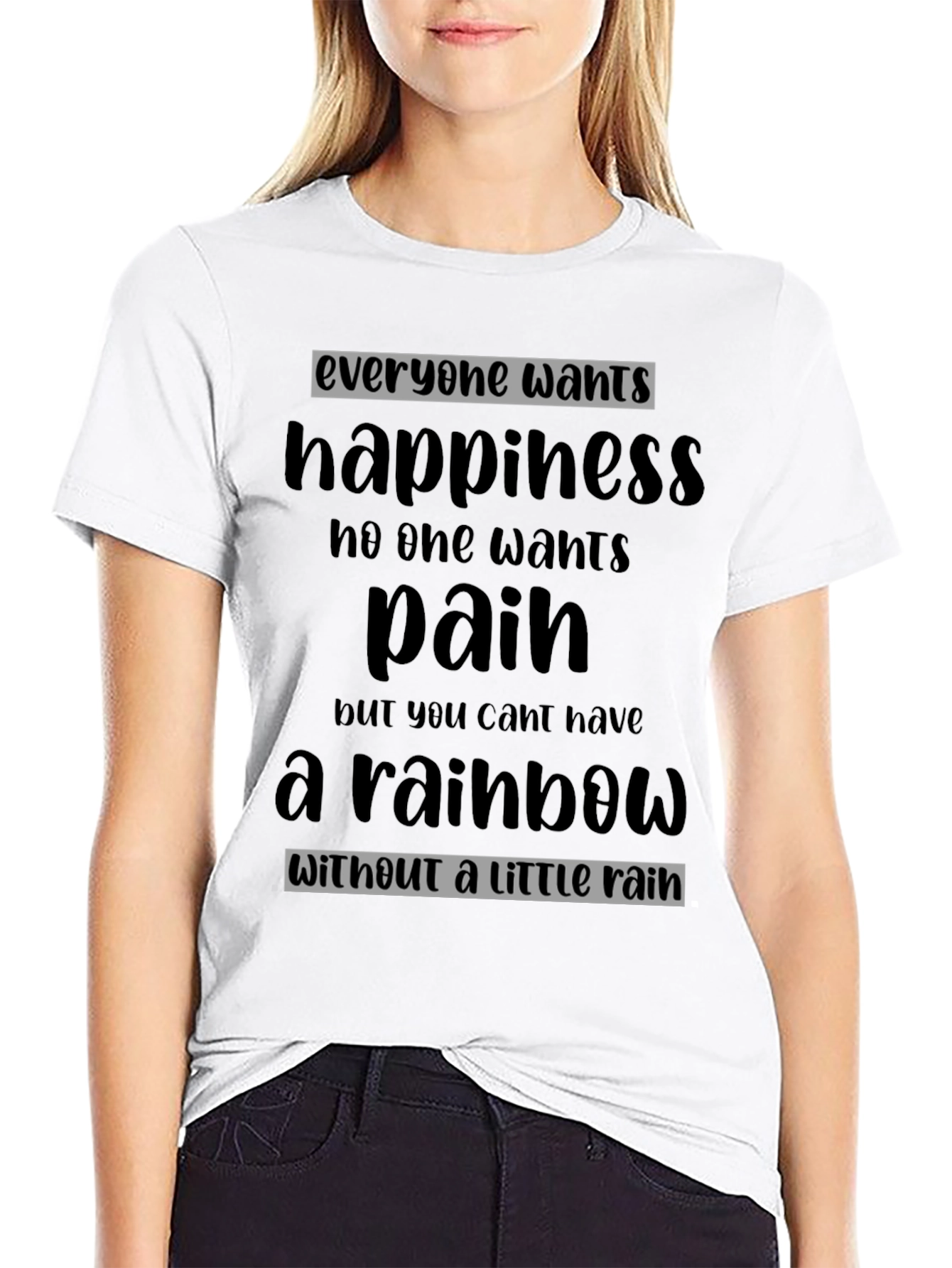 Inspirational Quote Graphic Tee - Rainbow After the Rain