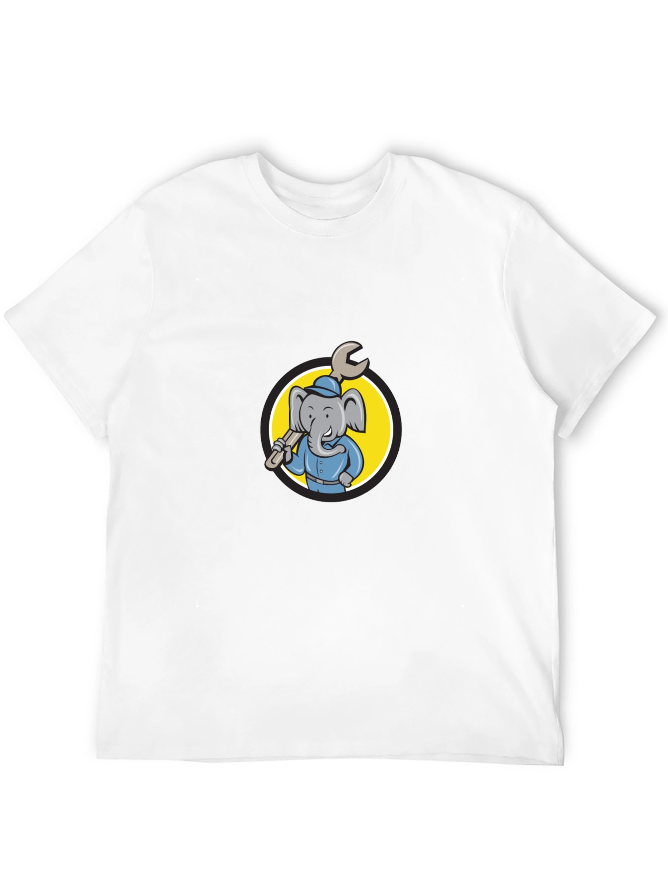 Elephant Mechanic T-Shirt - Cartoon Animal Tee